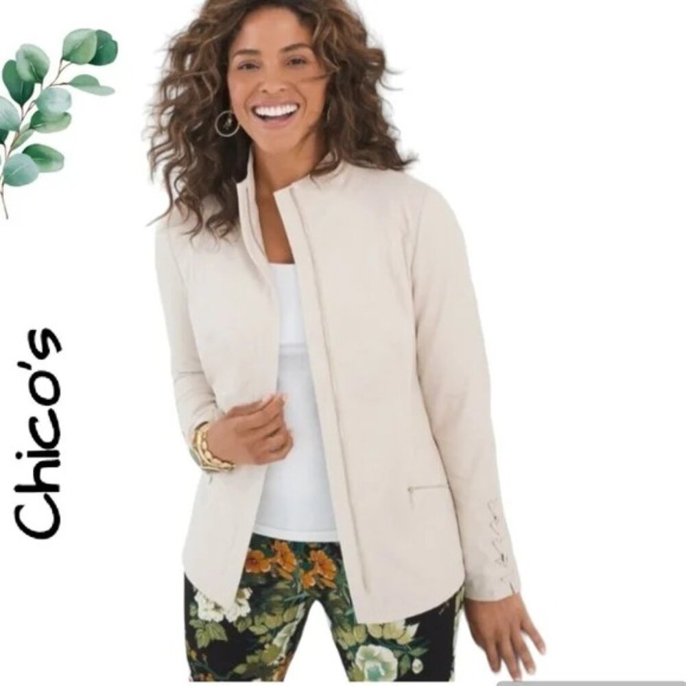 CHICO’S | Vegan Suede Jacket with Lace Up Sleeves (SZ - Large)